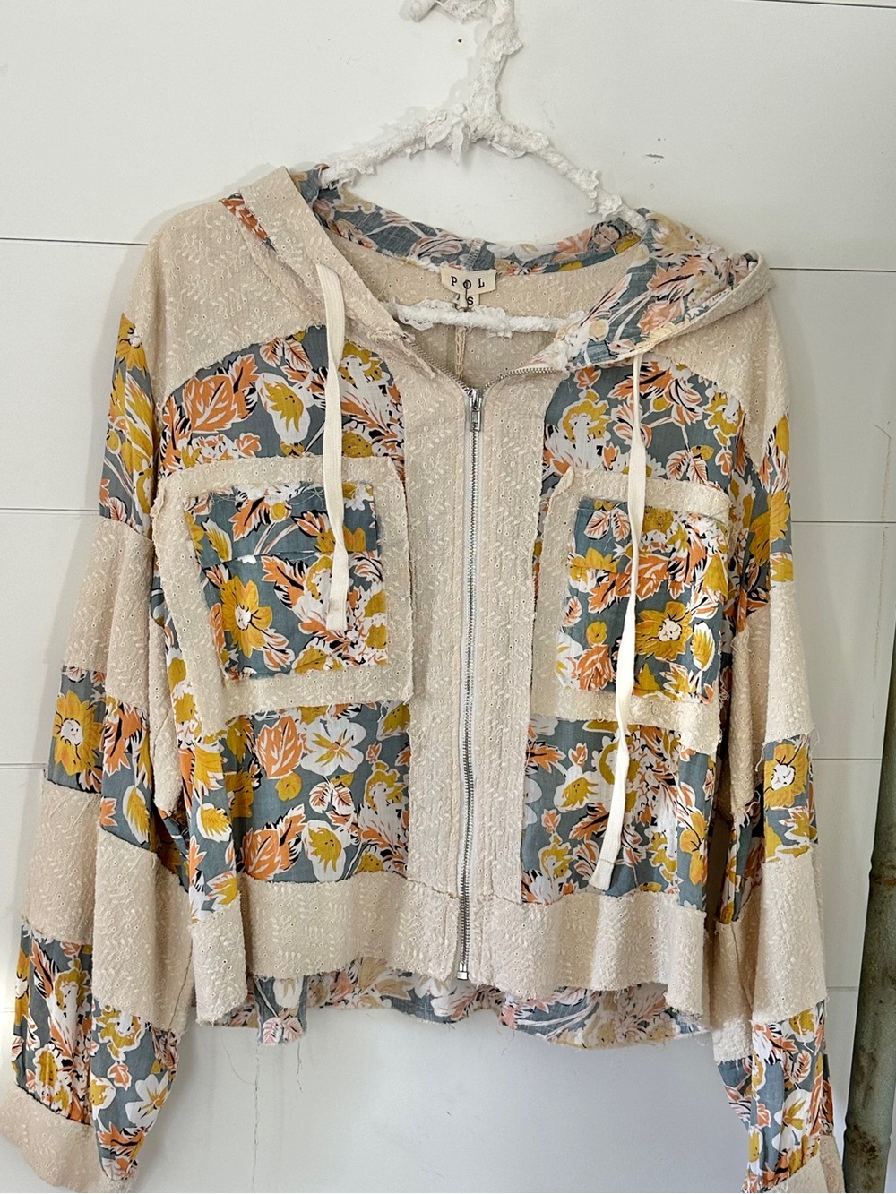 NEW Curated POL SET: Peach Patchwork Drawstring Lounge Pants and Floral Hoodie - Picture 2 of 6